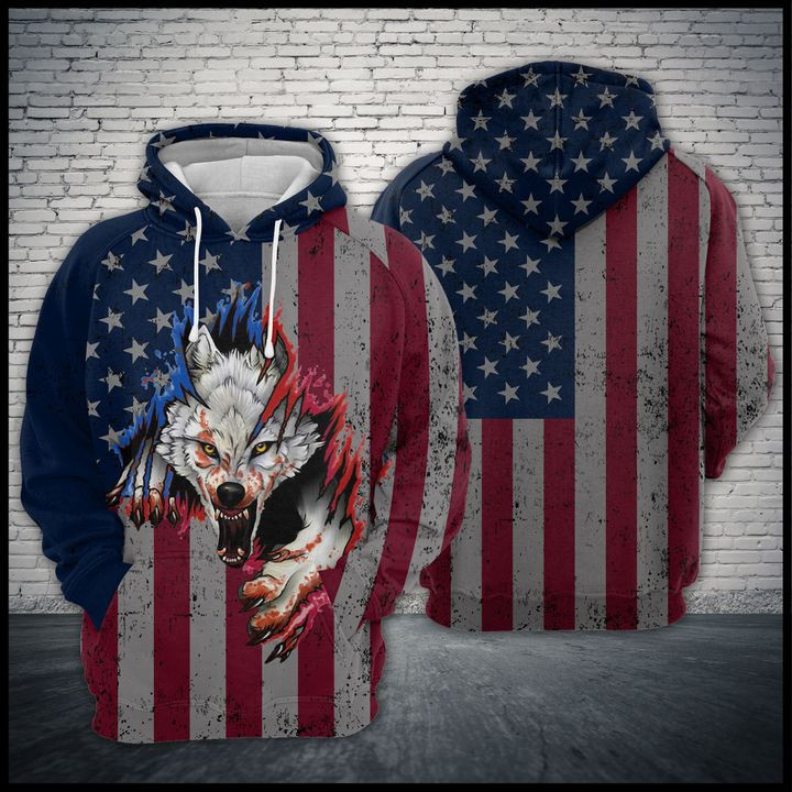 Wolf Us Flag 3D All Over Print Hoodie & Zip Hoodie