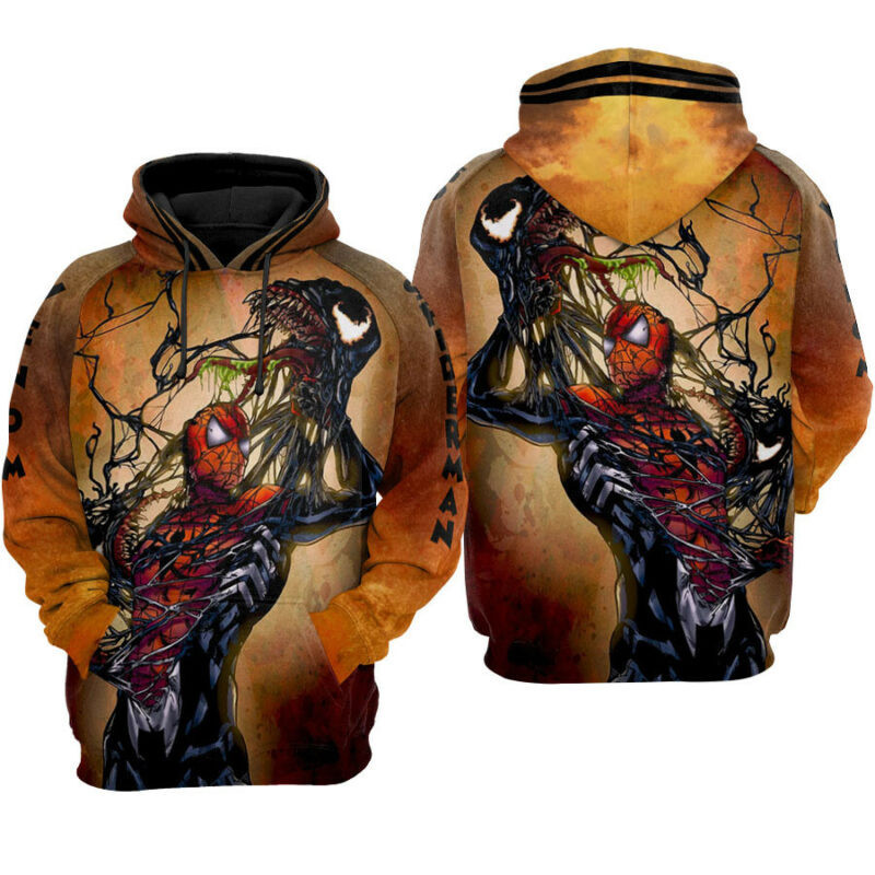 Venom Spiderman Marvel Black Red Background Hoodie Zip Hoodie 1