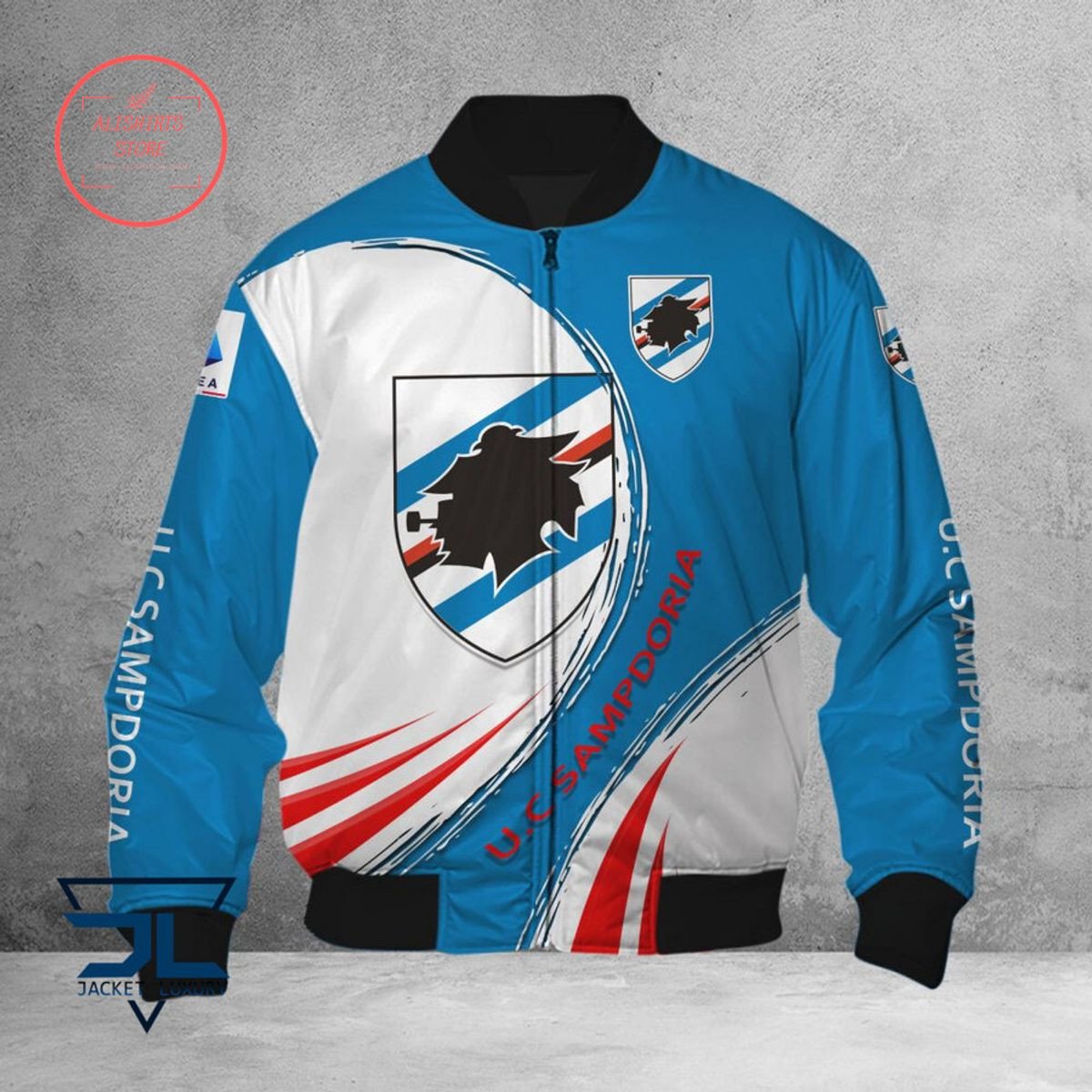 UC Sampdoria Blue White Red Bomber Jacket