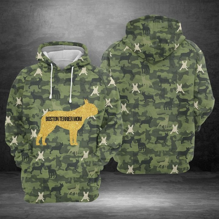 Boston Terrier Mom Camo 3D All Over Print Hoodie & Zip Hoodie