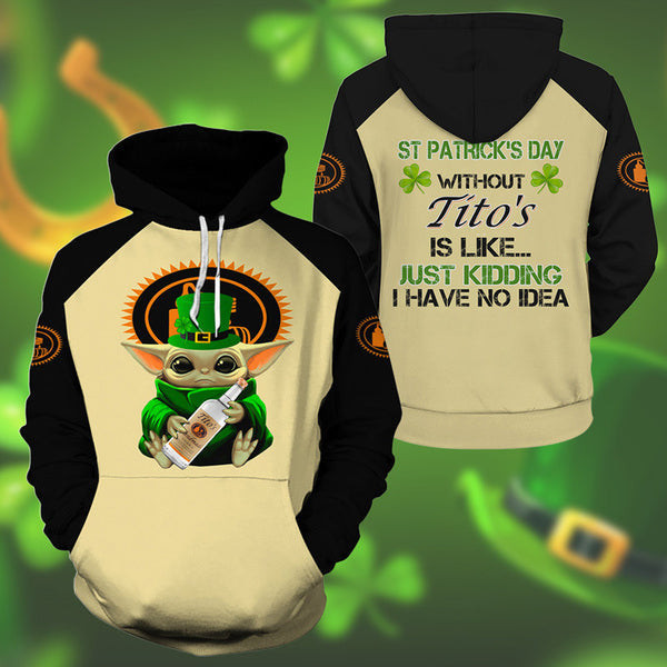 Yoda Tito's St Patrick Day Hoodie, Gift For Fan 3d All Over Print Shirt Hoodie 2807