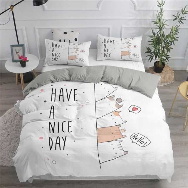 Cat Bedding Set Cat Have A Nice Day Duvet Covers
