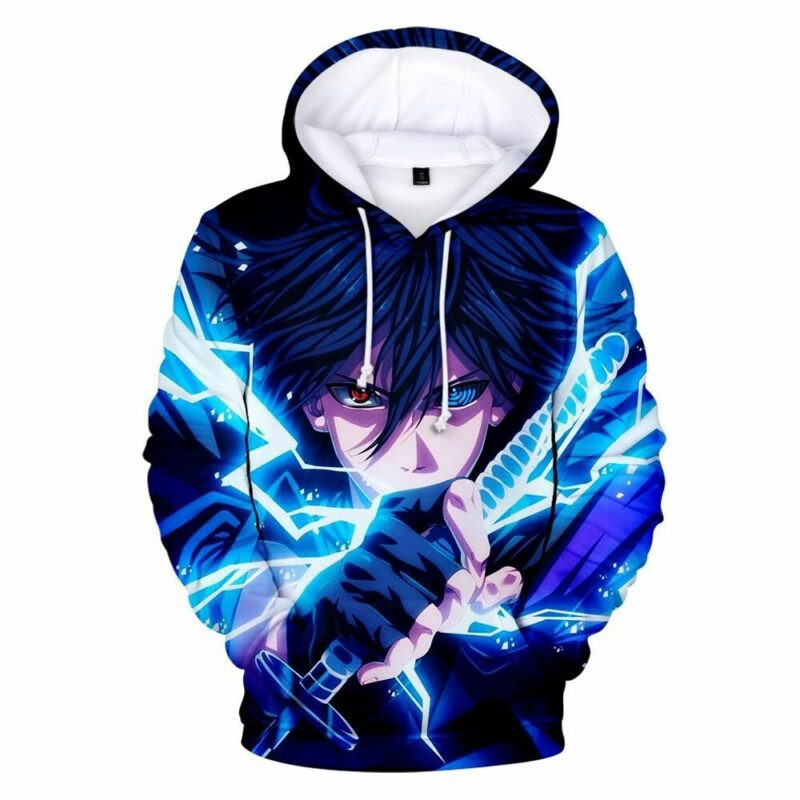 Sasuke Naruto Cartoon Over Print 3d Hoodie Zip Hoodie