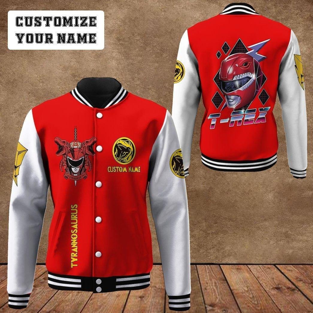 Gearhumans 3d Mighty Morphin Power Ranger Red Custom Name Baseball Jacket 27