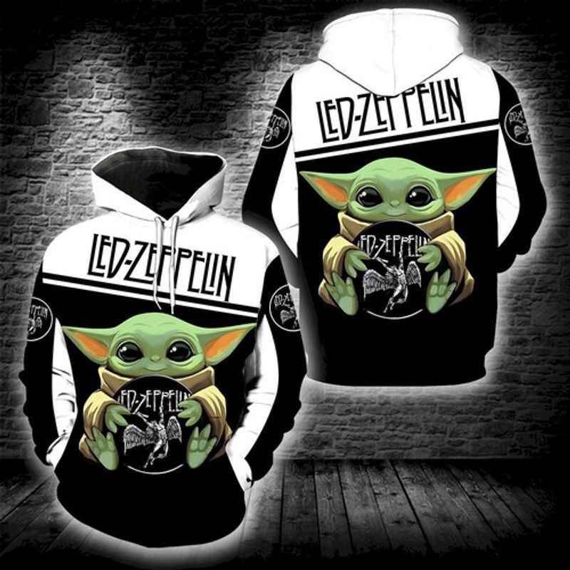 Led Zeppelin Baby Yoda Star Wars New All Over Printed 3d Hoodie