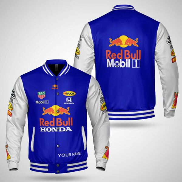 Personalized Name Mobil Red Bull Honda F1 Team Baseball Jacket 4 545