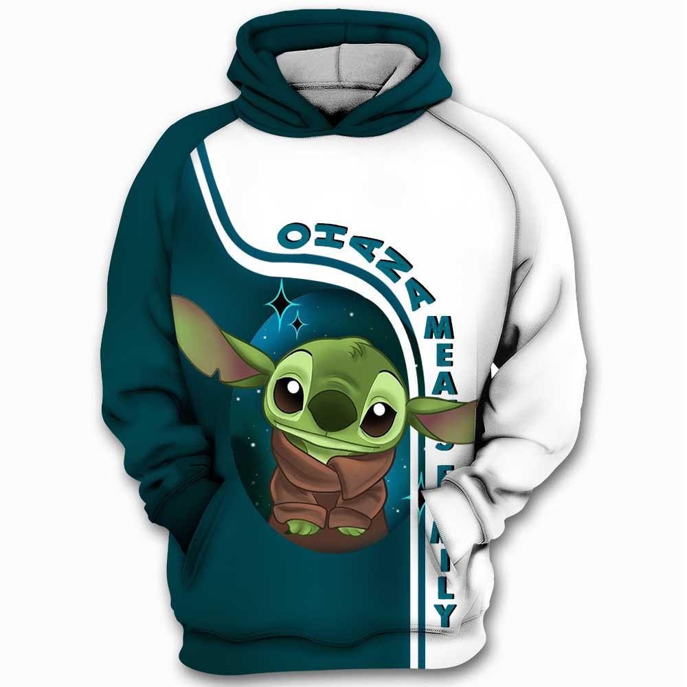 Ohana Means Family, Yoda And Stitch Star Wars Lilo And Stitch All Over Print Hoodie, Zip Hoodie