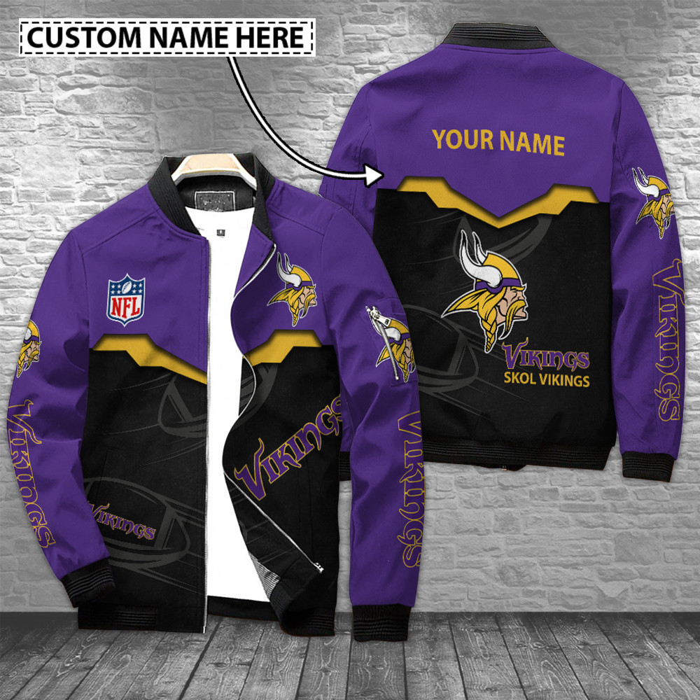 Minnesota Vikings Personalized Bomber Jacket BG670