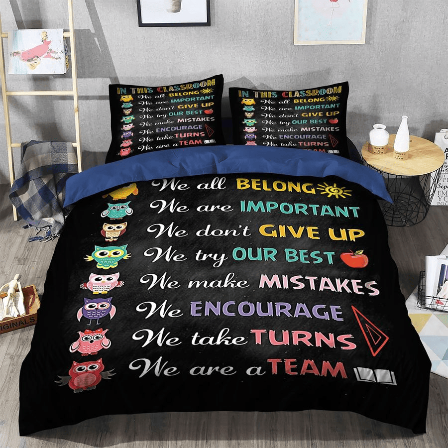 Teacher Bedding Set We All Belong We Are A Team Duvet Covers