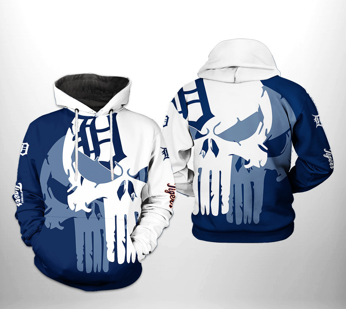 Detroit Tigers MLB Skull 3D All Over Print Hoodie & Zip Hoodie