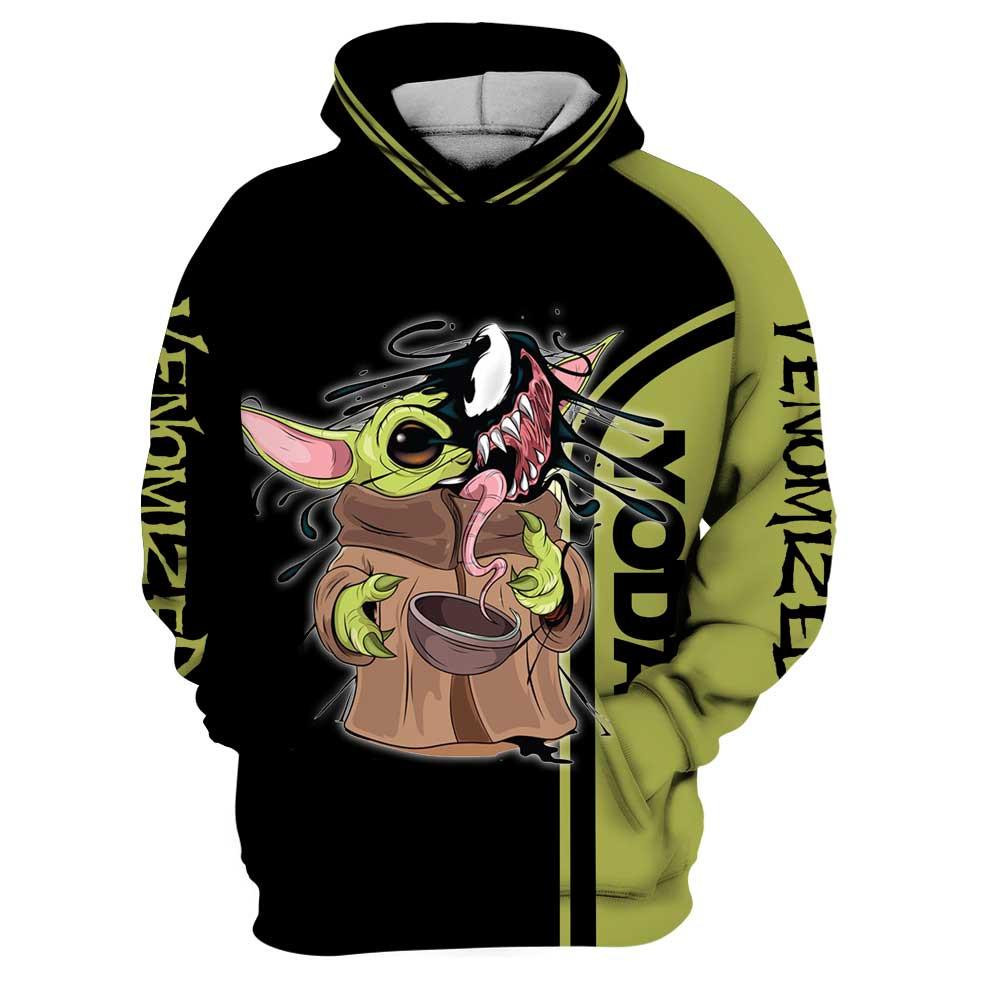 Baby Yoda Star Wars And Venom Marvel All Over Print Hoodie, Zip Hoodie