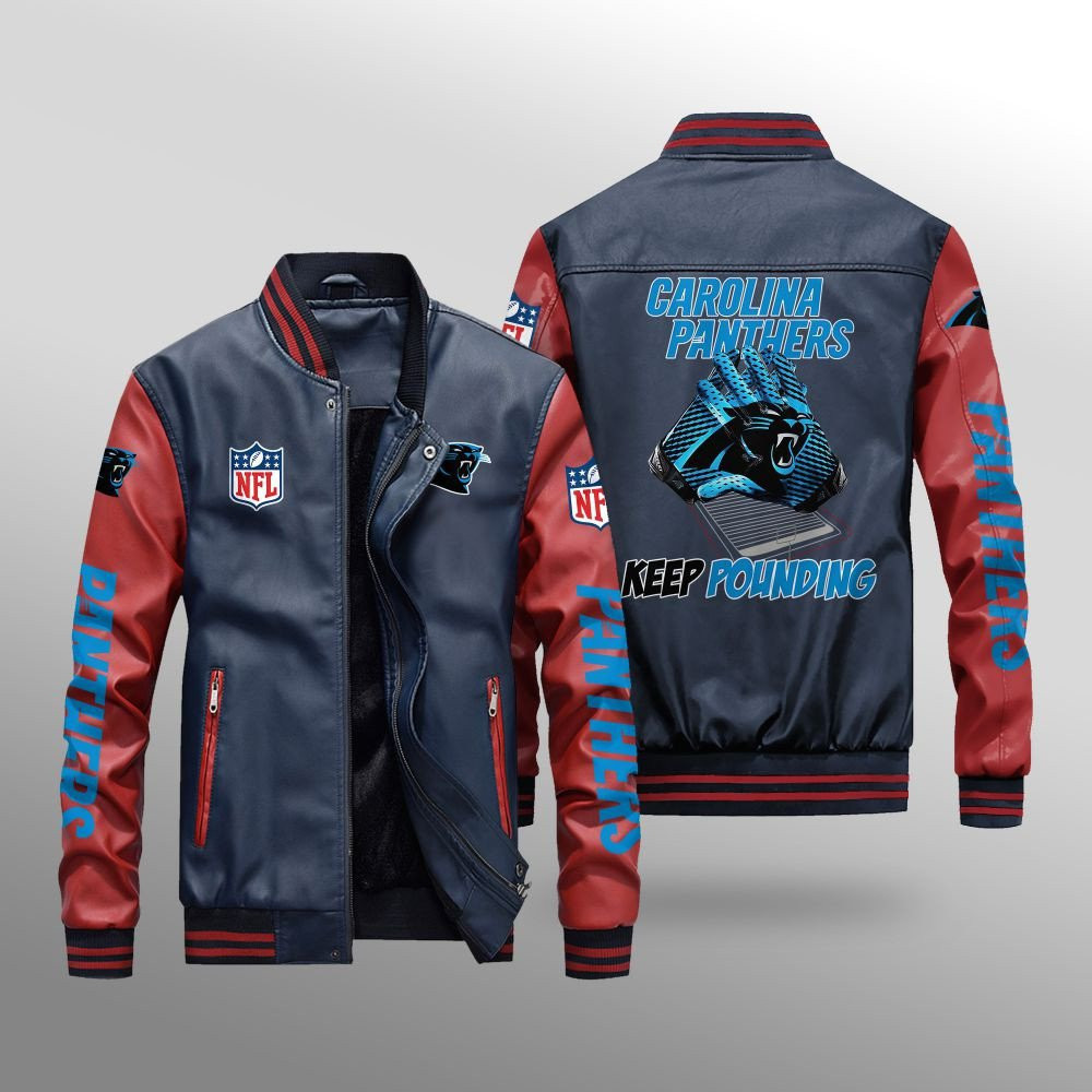 Carolina Panthers Leather Bomber Jacket BG43