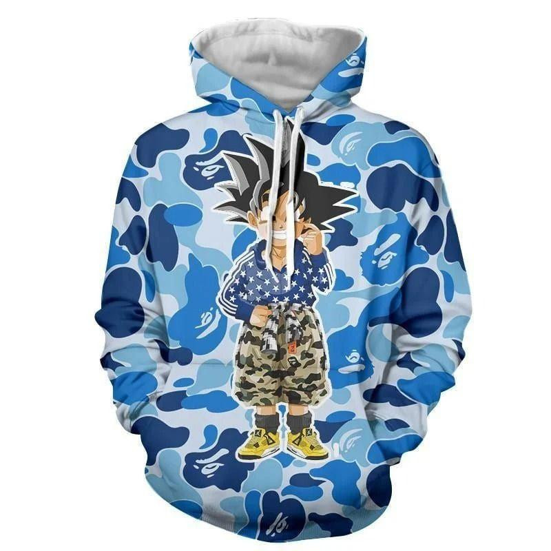 Dragon Ball Hoodie Goku Hoodie Goku Camourflage Blue 3d Hoodie Zip Hoodie