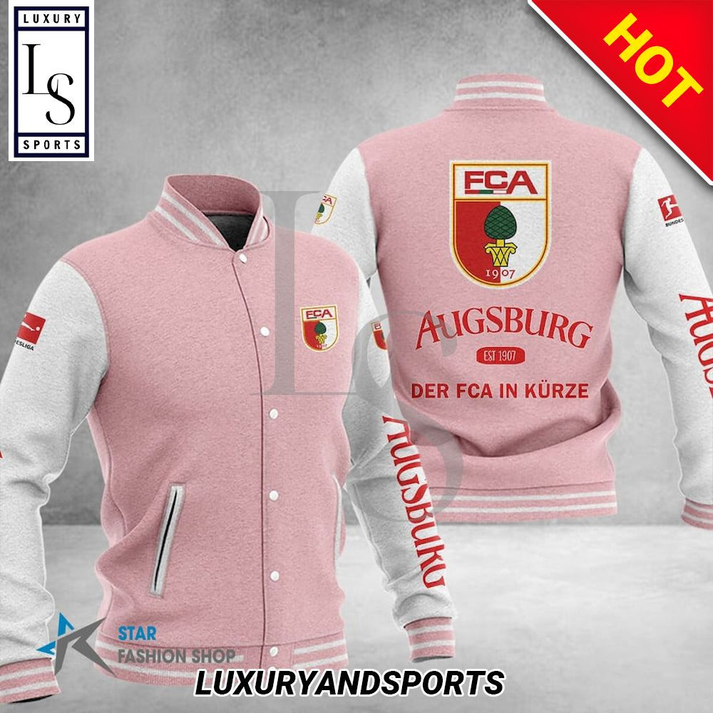 FC Augsburg Pink White Baseball Jacket
