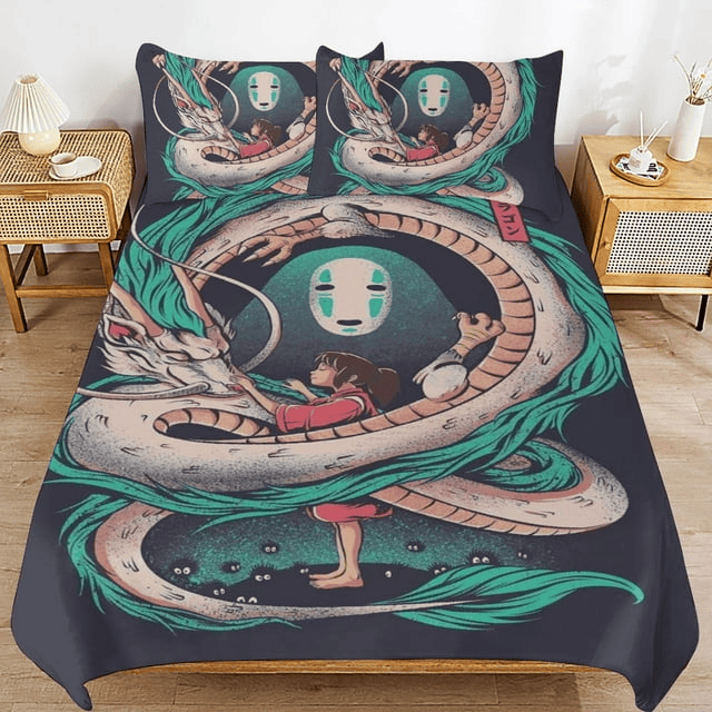 SGhibli Bedding Set Haku Chihiro No Face Characters Duvet Covers