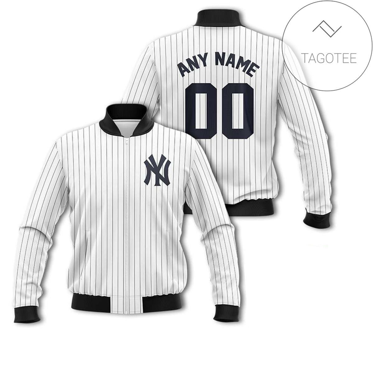 New York Yankees Custom Name Number White Bomber Jacket
