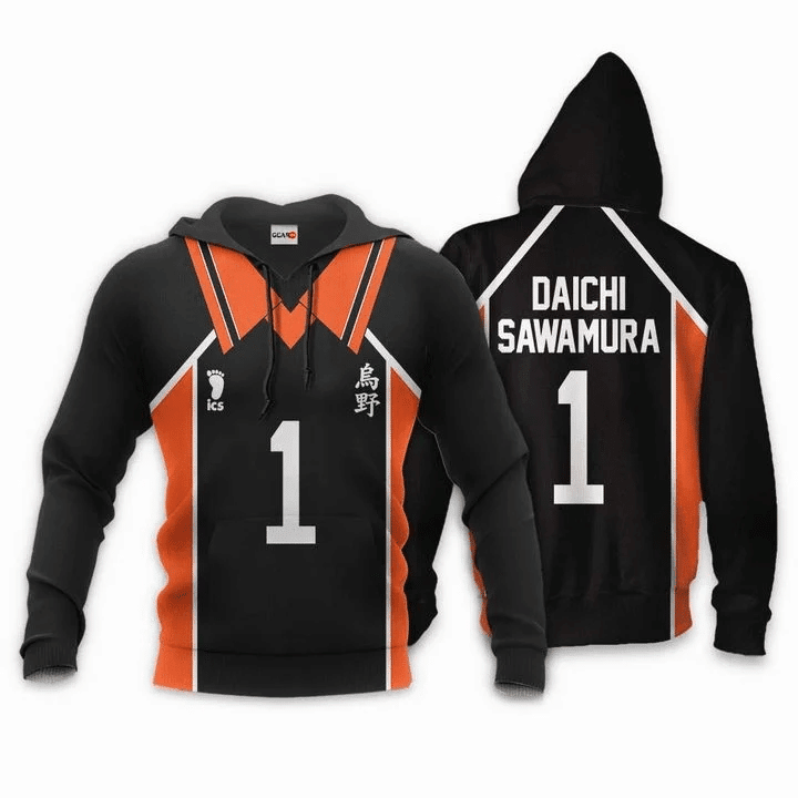 Karasuno Daichi Sawamura Haikyuu Number 1 3d Hoodie Zip Hoodie