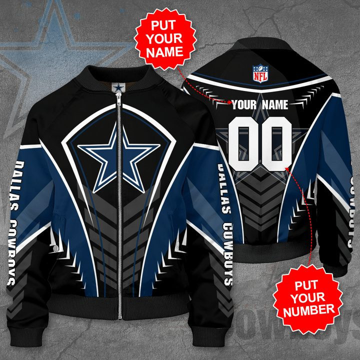 Cowboys Custom Name Number Protect Bomber Jacket