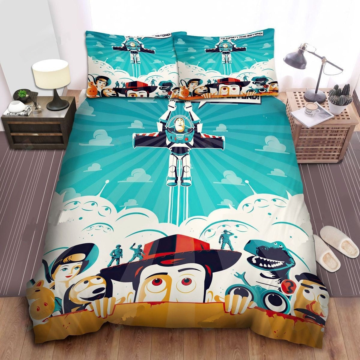 Toy Story Bedding Set DN Characters Looking At Buzz Lightyear Duvet Covers