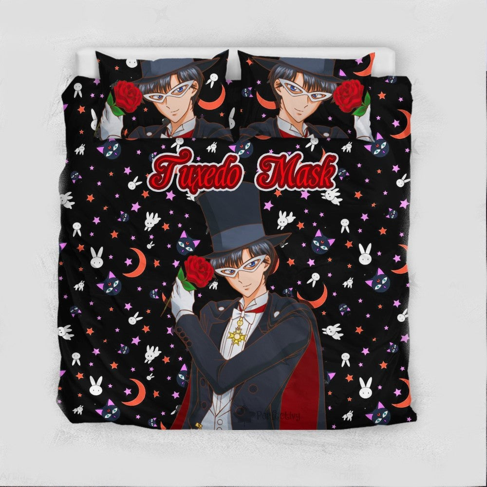Sailor Moon Bedding Set Tuxedo Mask Moon Cat Rabbit Pattern Duvet Covers