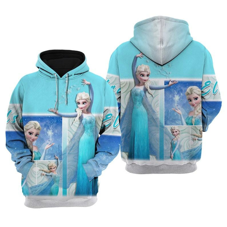 Frozen Elsa Princess Cartoon All Over Print Hoodie, Zip Hoodie
