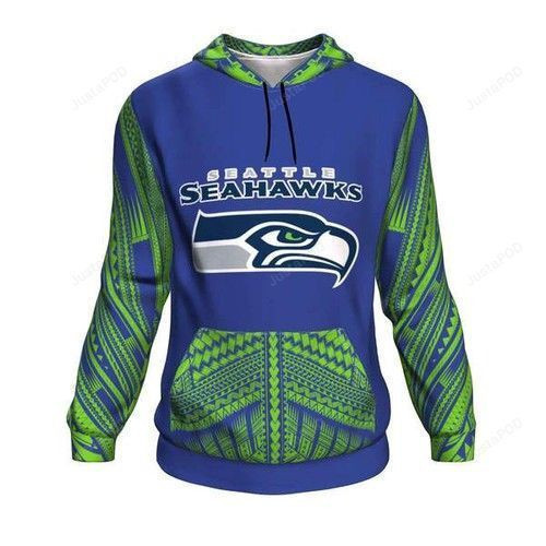 Seattle Seahawks Ncaa Football Maori Tattoo Blue 3D All Over Print Hoodie & Zip Hoodie
