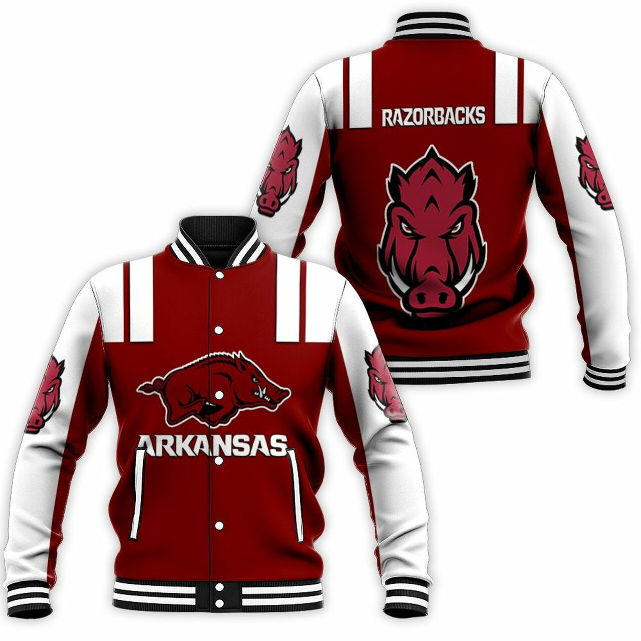 Arkansas Razorbacks Red Baseball Jacket