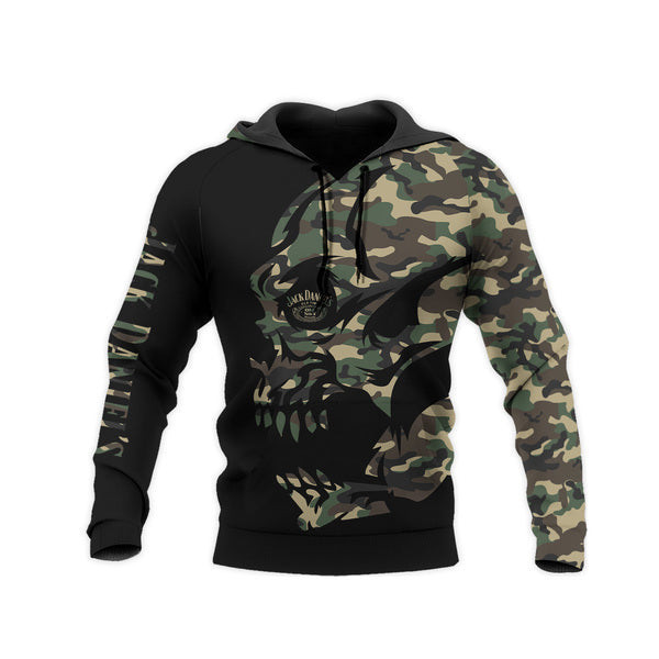 Camo Skull Jack Daniel Hoodie, Gift For Fan 3d All Over Print Shirt Hoodie 713