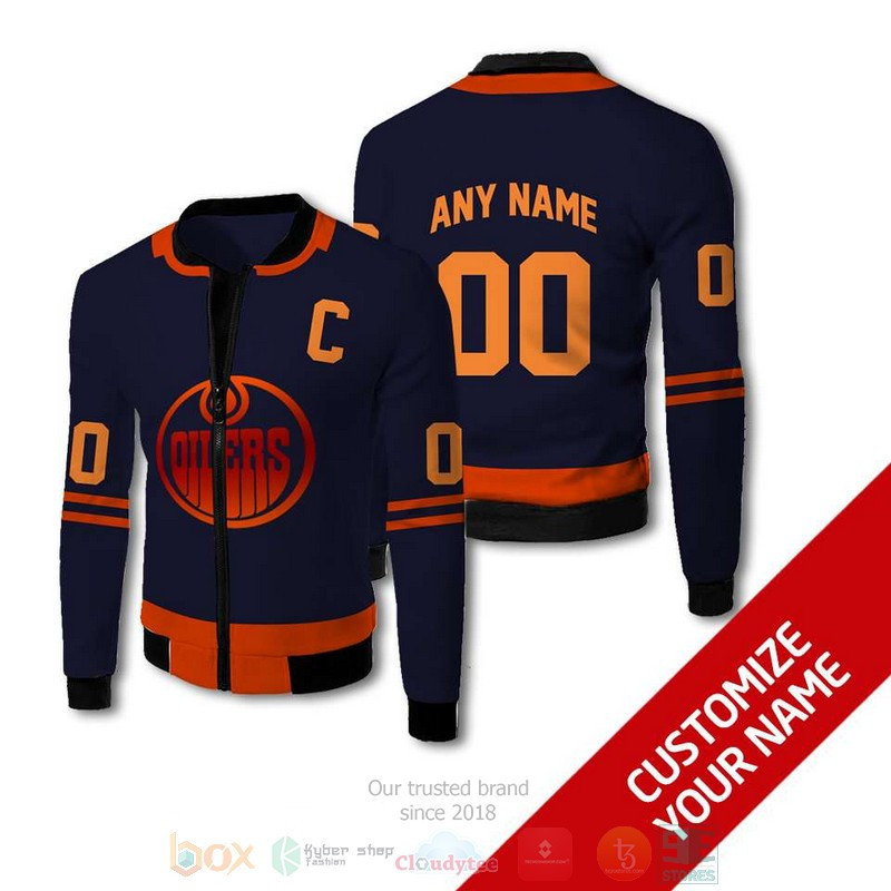 Edmonton Oilers Custom Name Number Black Bomber Jacket