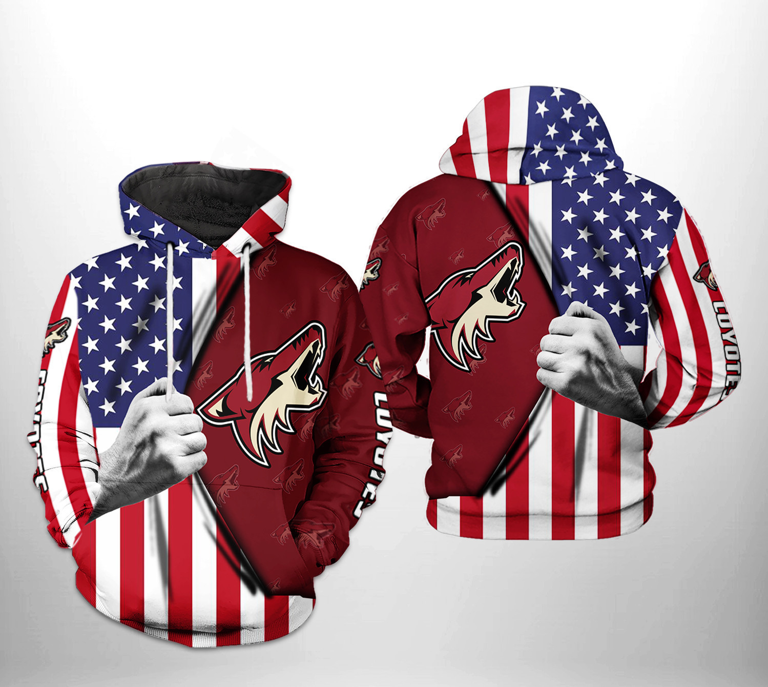 Arizona Coyotes US FLag 3D All Over Print Hoodie & Zip Hoodie