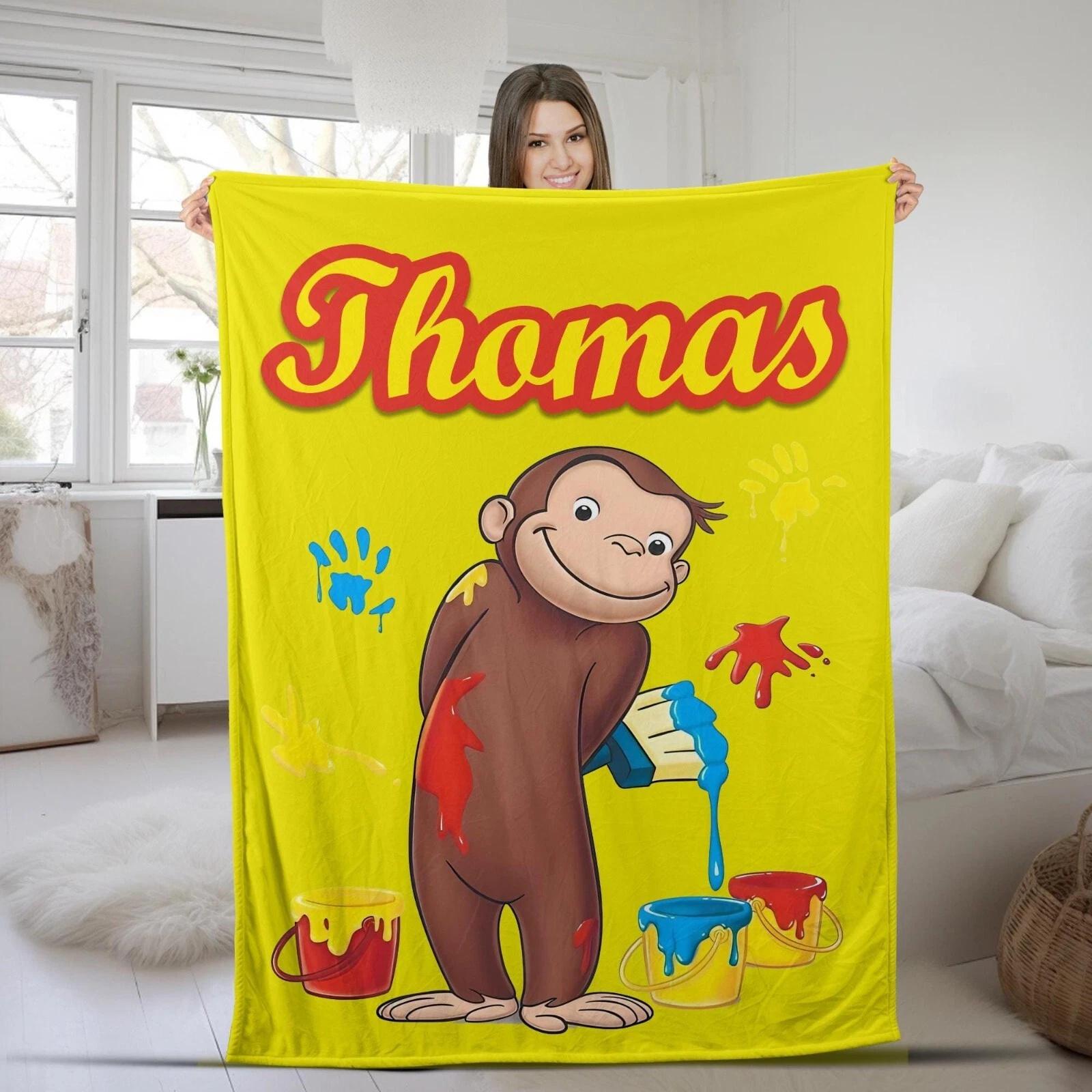 Personalized Curious George Blanket Curious George Fleece Sherpa Blanket