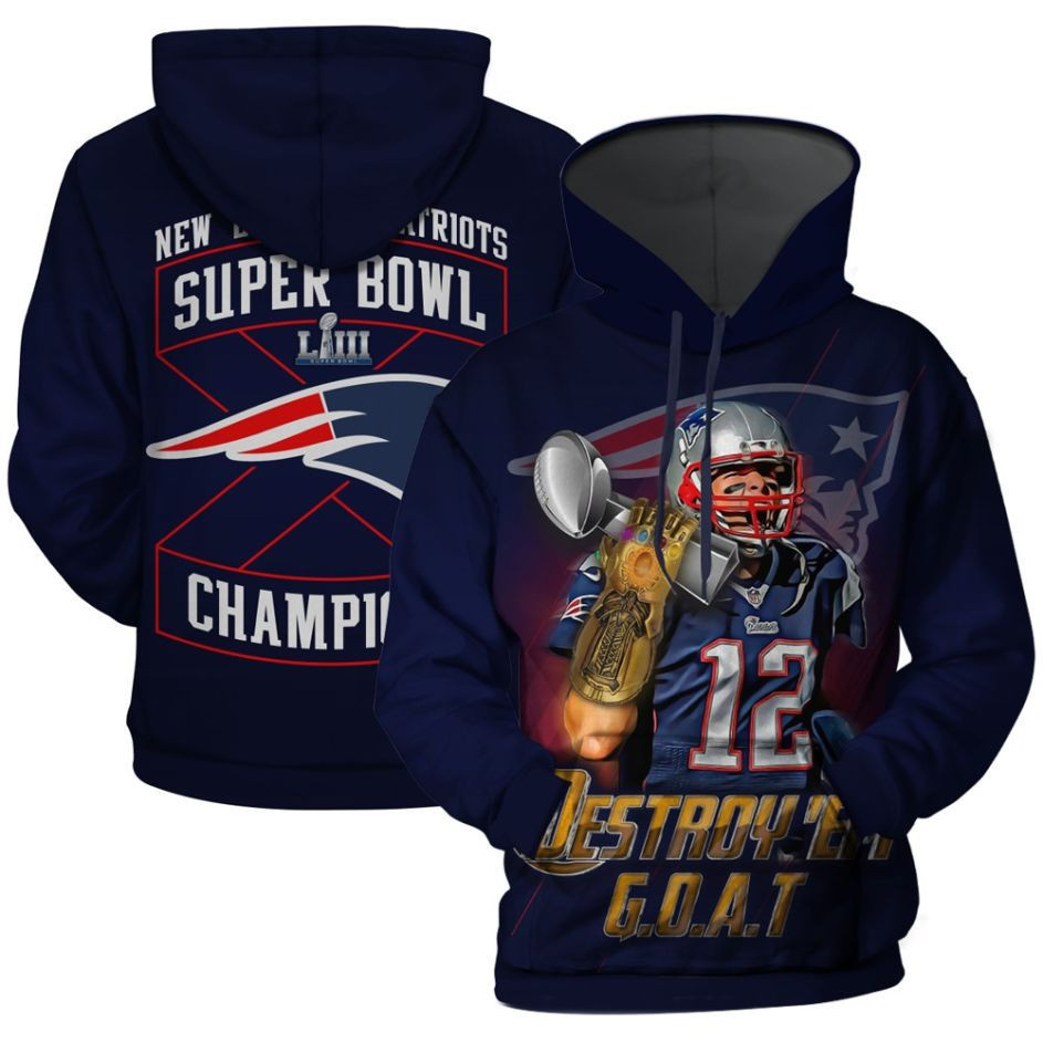 Tom Brady Thanos Gauntlet New England Patriots Super Bowl Liii Funny 3D All Over Print Hoodie & Zip Hoodie