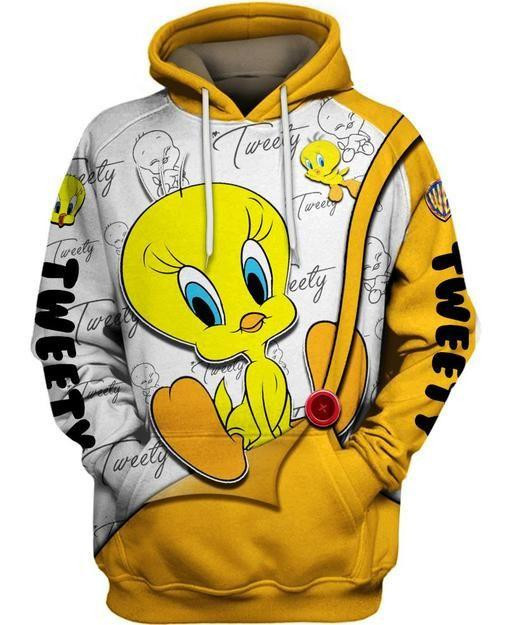 Lovely Tweety Looney Tunes Flims 37 Cartoon Graphic Outfits Aop Hoodie, Zip Hoodie
