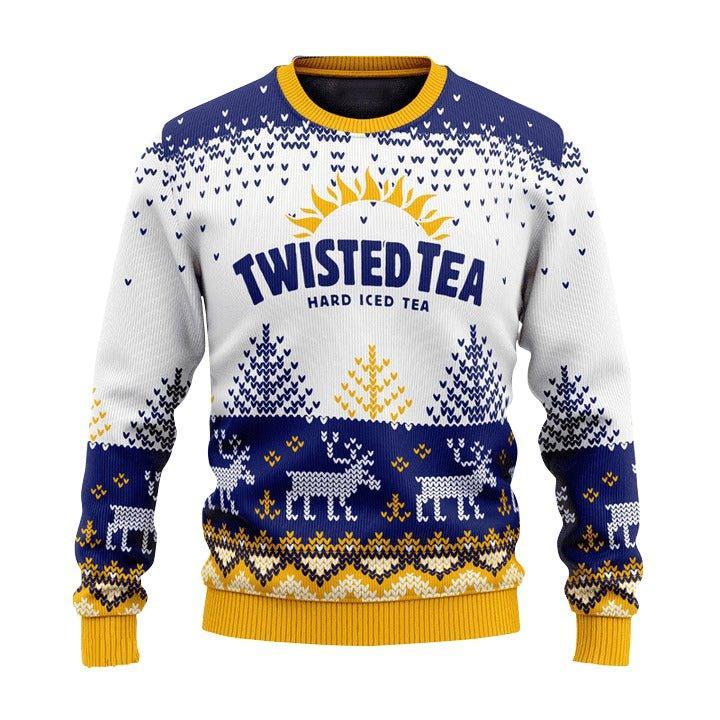 Personalized Twisted Tea Reindeer Ugly Christmas Sweater