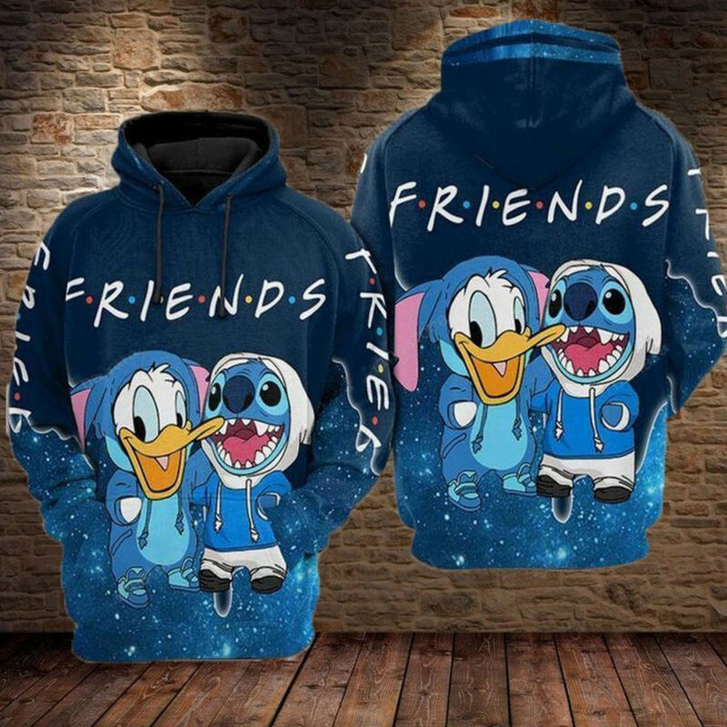 Friends Stitch And Donald Galaxy Blue 3d Hoodie Zip Hoodie