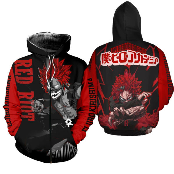 Eijirou Kirishima My Hero Academia Anime 2k856 Cartoon 3d Hoodie Zip Hoodie 868