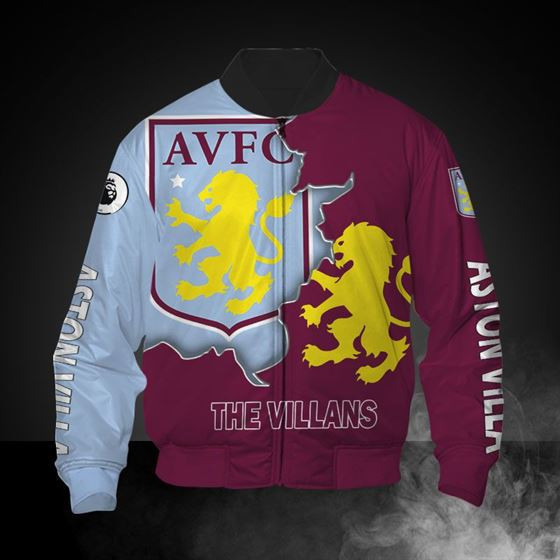 Aston Villa FC The Villans Claret Blue Bomber Jacket