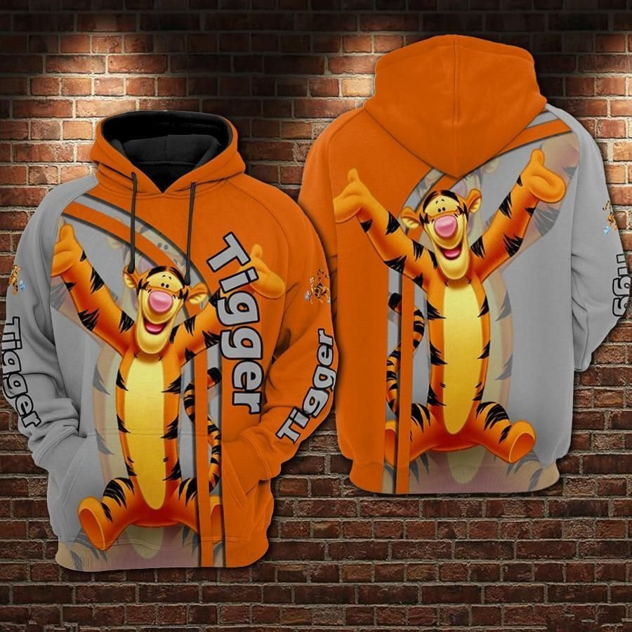 Tigger Cartoon Winnie The Pooh Over Print 3d Hoodie Zip Hoodie 1269