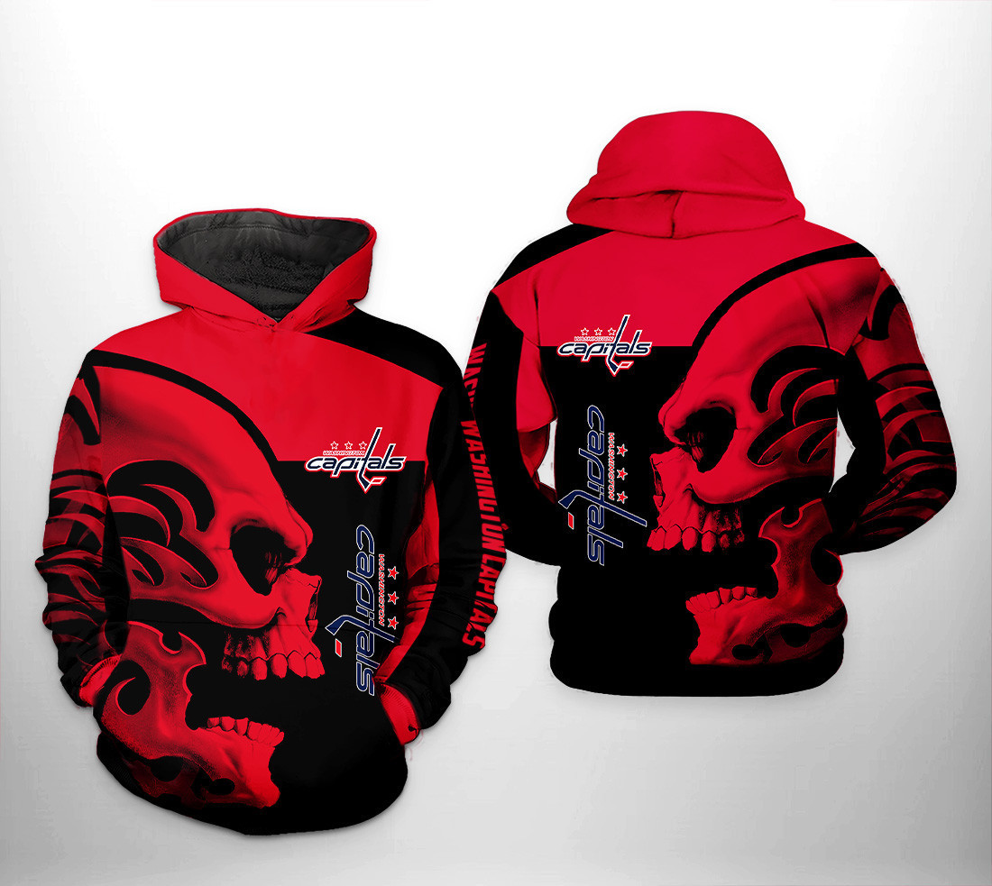Washington Capitals Skull 3D All Over Print Hoodie & Zip Hoodie