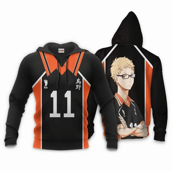 Kei Tsukishima Karasuno Haikyuu Number 11 3d Hoodie Zip Hoodie