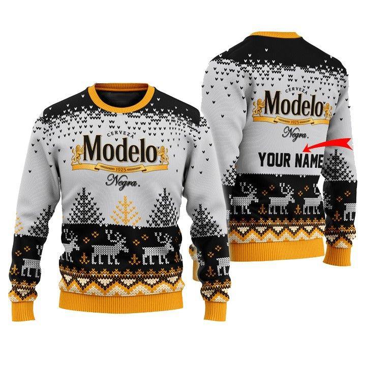 Personalized Modelo Reindeer Ugly Christmas Sweater