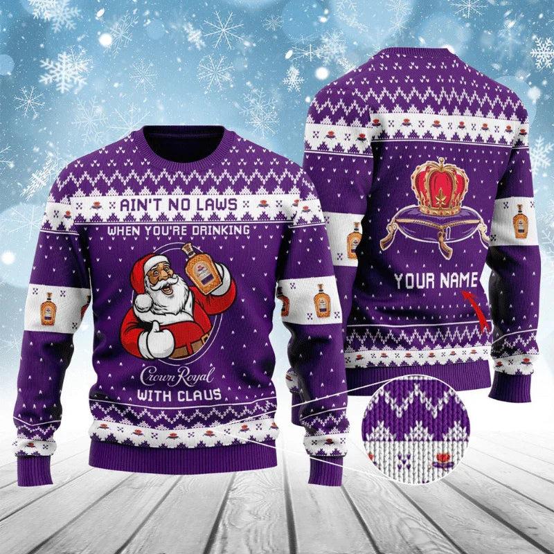 Personalized Crown Royal With Claus Ugly Christmas Sweater