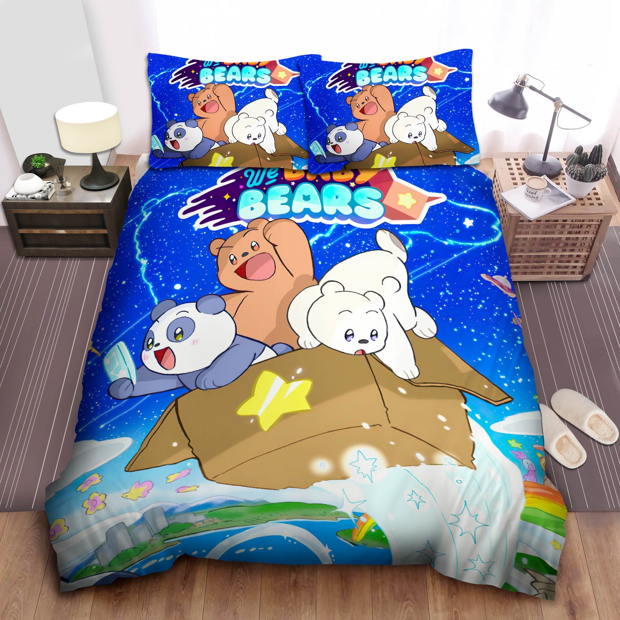 We Bare Bear Bedding Set We Baby Bears Flying Adventure Duvet Covers