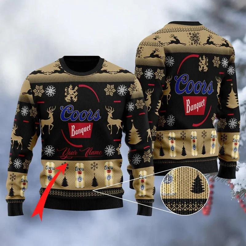 Personalized Coors Banquet Black Ugly Christmas Sweater