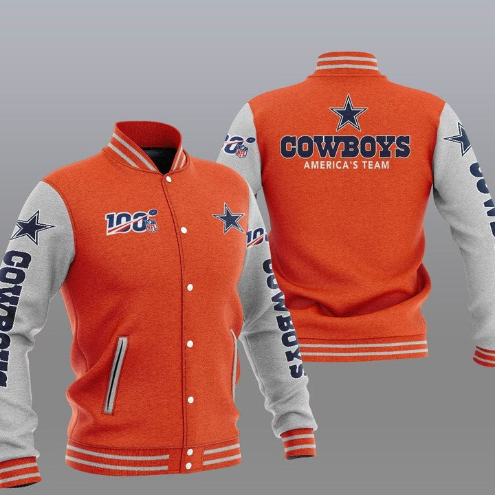 Cowboys Orange Grey Baseball Jacket