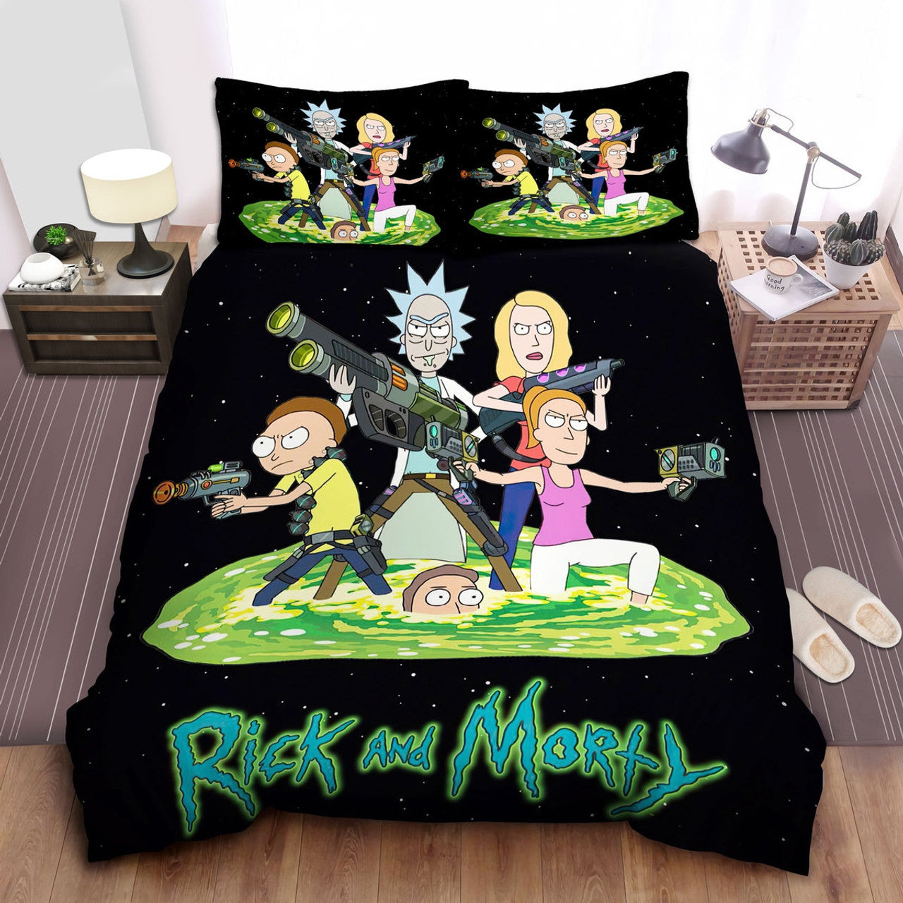Rick And Morty Bedding Set Rick And Morty Version Munchkin Duvet Covers Black
