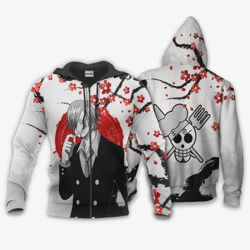 Vinsmoke Sanji Japan Cherry Blossoms One Piece Anime 1k484 Cartoon Graphic Outfits Aop 3d Hoodie, Zip Hoodie