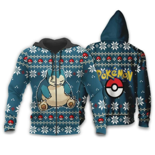 Snorlax Anime Pokemon Ugly Christmas Sweater 1k851 Cartoon Graphic Outfits Aop 3d Hoodie Zip Hoodie 2830