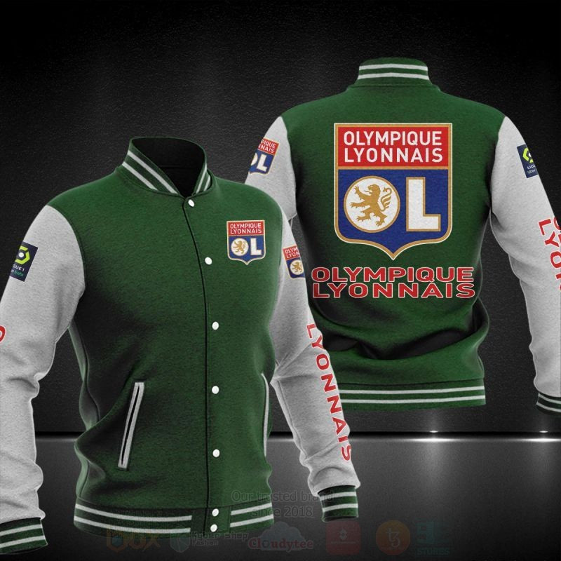 Olympique Lyon Green White Baseball Jacket