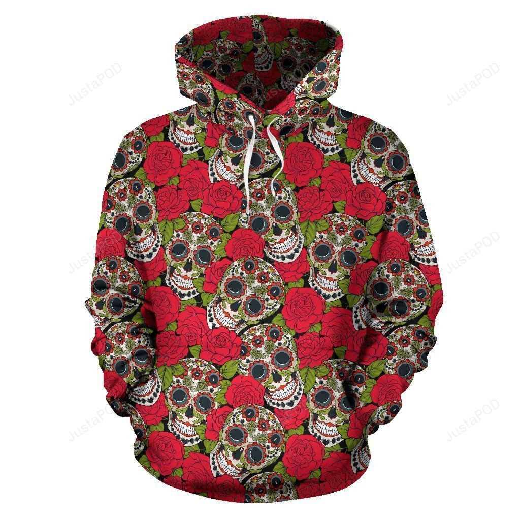 Sugar Skull Skeleton Girly Floral Rose 3D All Over Print Hoodie & Zip Hoodie
